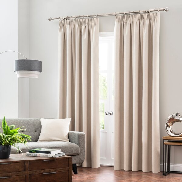 Luna Brushed Blackout Pencil Pleat Curtains