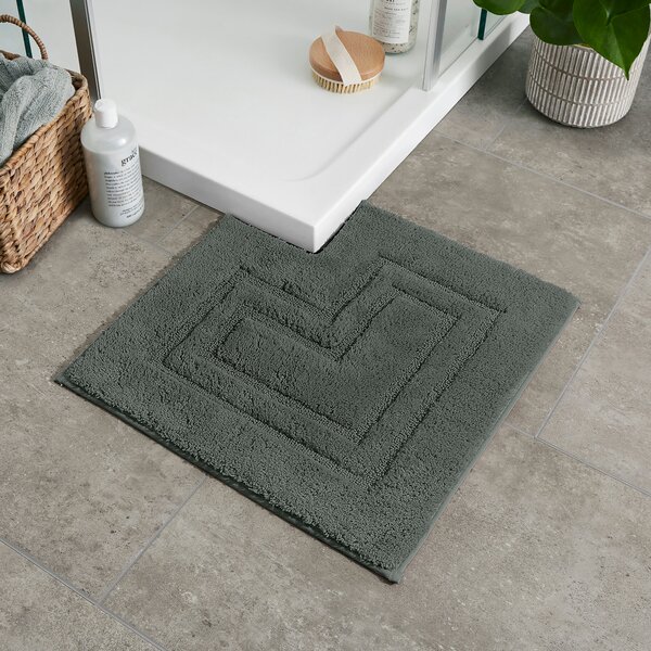 Luxury Cotton L Shaped Shower Mat Forest (Green)