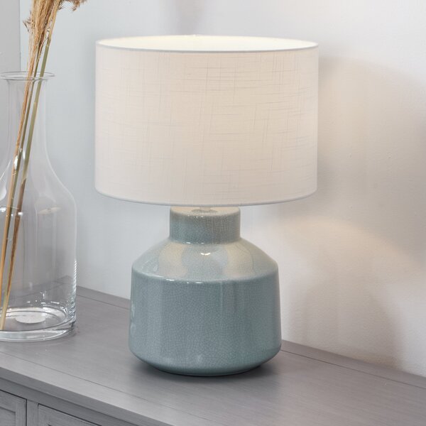 Nora Crackle Effect Table Lamp Blue