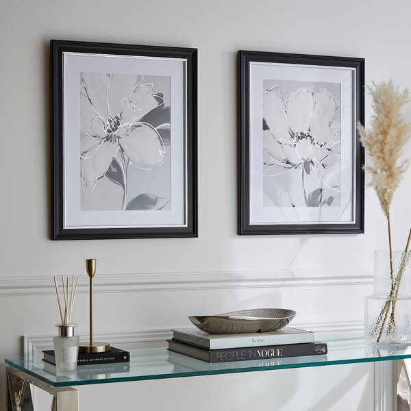 Set of 2 Luxe Florals Framed Prints 40x50cm White