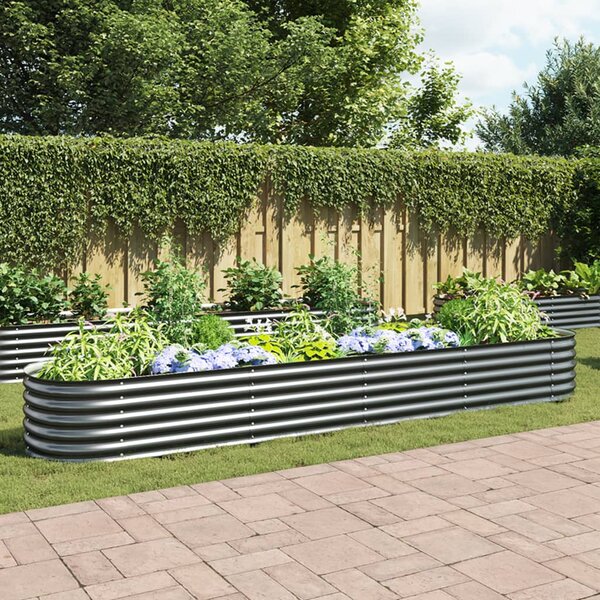 Garden Raised Bed 400x80x44 cm Galvanised Steel Grey