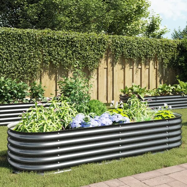 Garden Raised Bed 240x80x44 cm Galvanised Steel Grey