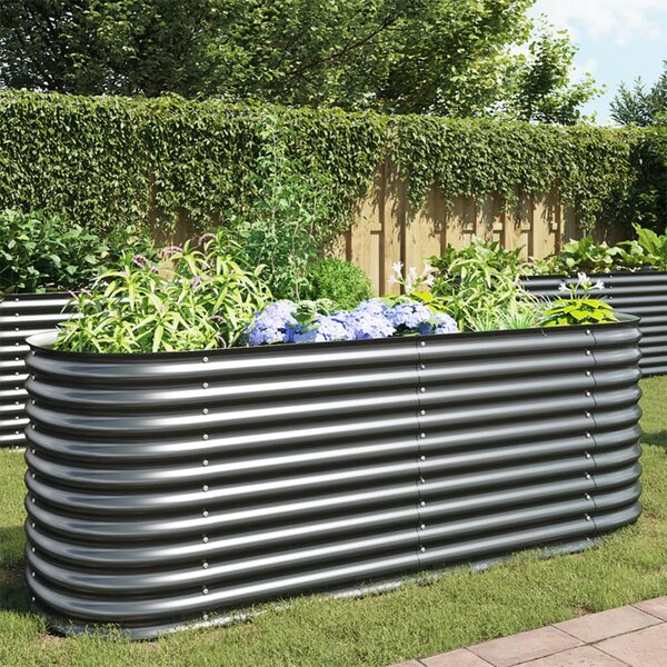 Garden Raised Bed 240x80x81 cm Galvanised Steel Grey