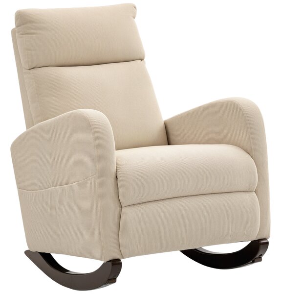 HOMCOM Corduroy Rocking Armchair - Beige