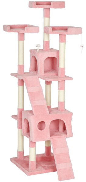 PawHut 173cm Cat Tree Scratching House, Activity Play Centre, Pink