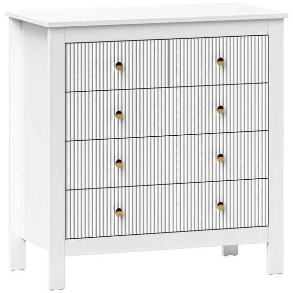 HOMCOM Chest of Five Drawers, Elegant Bedroom Storage Cabinet, White Aosom UK