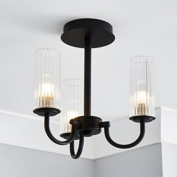 Dorma Henstone 3 Light Ceiling Fitting Black