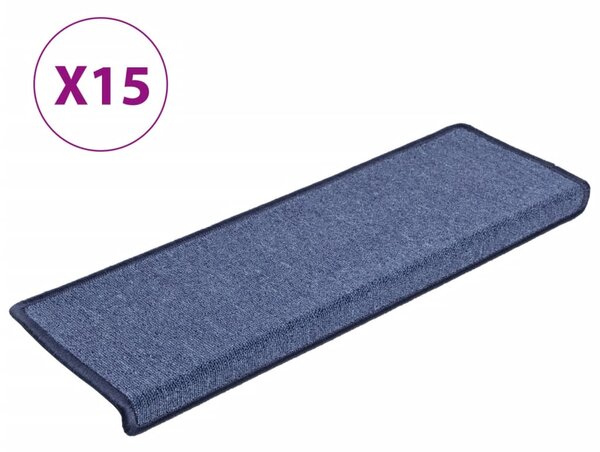 Carpet Stair Treads 15 pcs 65x21x4 cm Blue