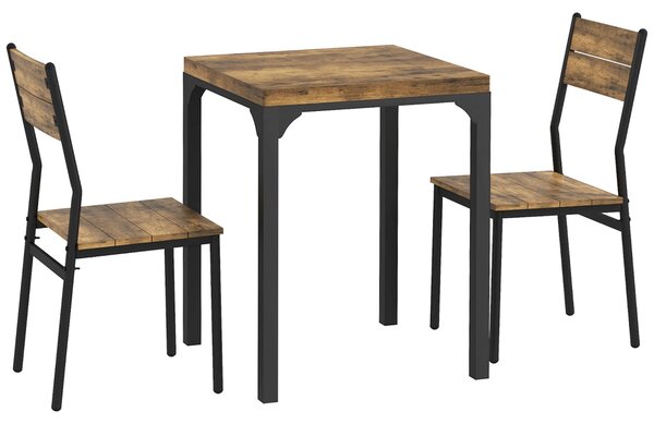HOMCOM Three-Piece Minimal and Compact Dining Set, Rustic Brown