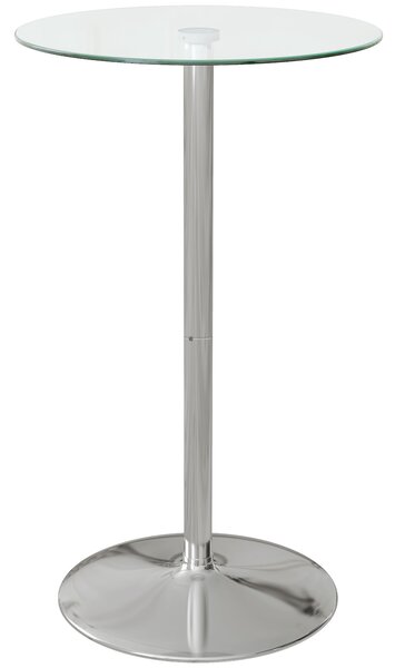 HOMCOM High Top Bar Table, Round Kitchen Table with Tempered Glass Top and Steel Base, Bistro Table for 2 People, Clear Aosom UK