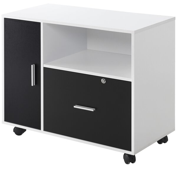 HOMCOM Filing Cabinet w/ Lockable Drawer, Mobile File Cabinet w/ 4 Wheels & Shelf, Printer Stand for Hanging A4 & Letter Sized Files, Home Aosom UK