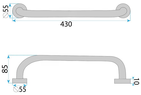 Straight bathroom grab bar Chrome 40cm
