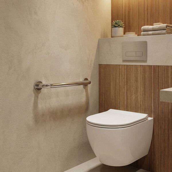 Straight bathroom grab bar Chrome 40cm