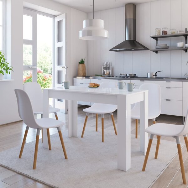 Dining Table High Gloss White 120x60x76 cm Engineered Wood
