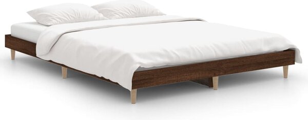 Bed Frame without Mattress Brown Oak 135x190 cm Double Engineered Wood