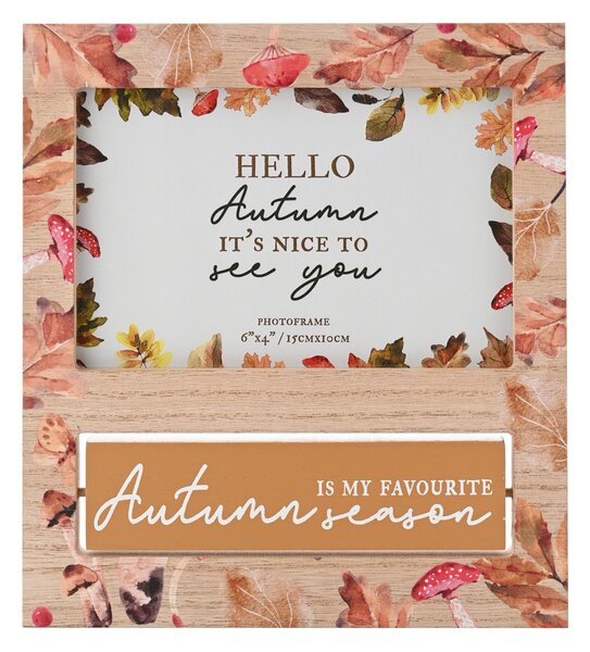 Autumn is My Favourite Season Wooden Leaf Print Photo Frame Brown