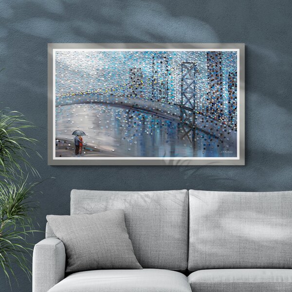 Across The River Framed Print Grey