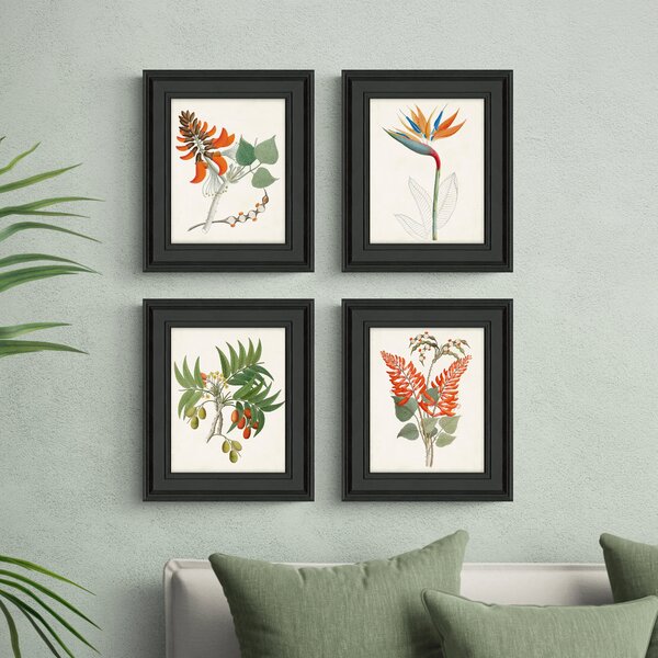 Set of 4 Botanical Tropics Framed Prints MultiColoured