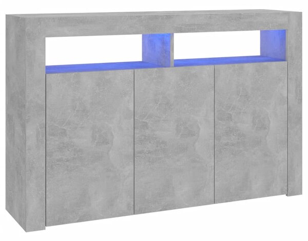 Sideboard with LED Lights Concrete Grey 115.5x30x75 cm