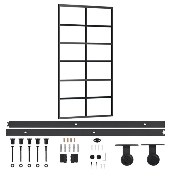 Sliding Door with Hardware Set ESG Glass&Aluminium 102x205 cm