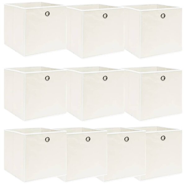 Storage Boxes 10 pcs White 32x32x32 cm Fabric