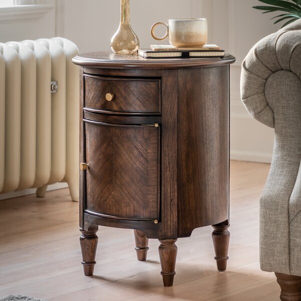 Matola Dark Wood Drum Side Table Brown