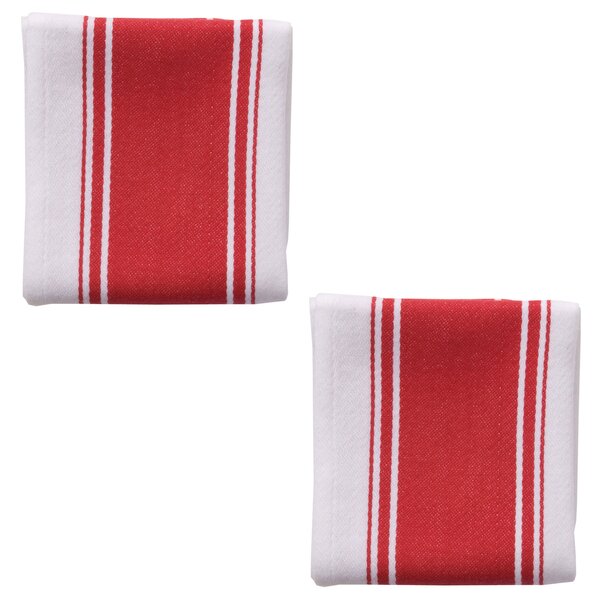 Dexam Set of 2 Love Colour Striped Tea Towels Red