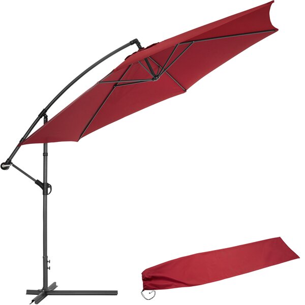 Tectake 400625 cantilever garden parasol umbrella | 350 cm - red