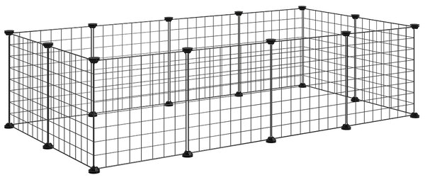 PawHut Modular Pet Enclosure: Secure & Spacious Metal Playpen for Furry Friends, Black, 106Lx73Wx36H cm Aosom UK