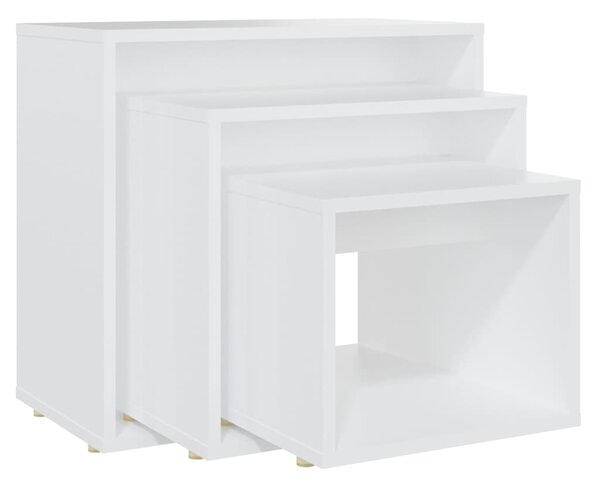 Nesting Tables 3 pcs White Engineered Wood