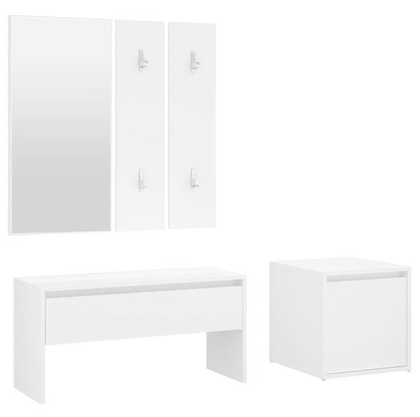 Hallway Furniture Set White Engineered Wood