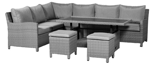 Paris Rattan Lounge Dining Set | Height Adjustable Outdoor Table | Corner Sofa