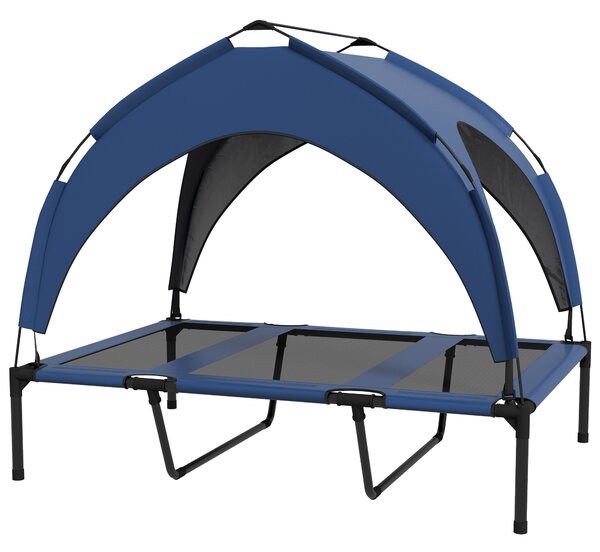 PawHut Cooling Raised Pet Bed with Washable Breathable Mesh for Large Dogs, 106 x 76 x 94cm, Dark Blue Aosom UK