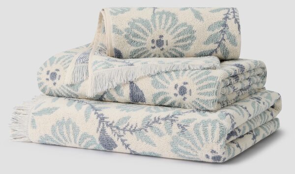 Dusk Blue Folk Floral Cotton Towels | Hand Towel | Piglet in Bed