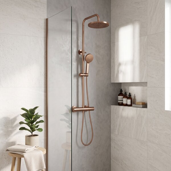 Shower set with thermostat Rea Parot Light Brush Copper