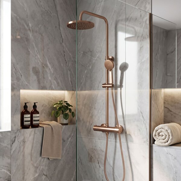 Shower set with thermostat Rea Parot Light Brush Copper