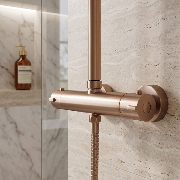Shower set with thermostat Rea Parot Light Brush Copper