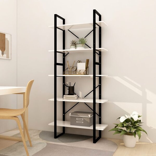 5-Tier Book Cabinet White 80x30x175 cm Engineered Wood