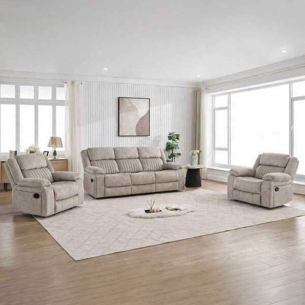 Martinez Fabric Recliner 3+1+1 Seater Sofa Set - Taupe