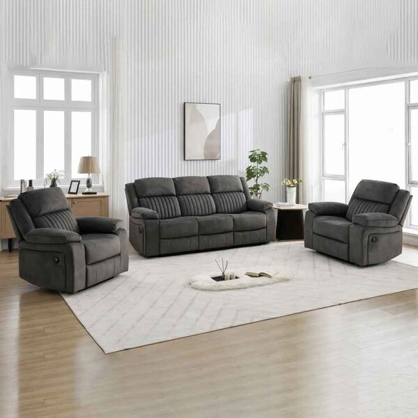 Martinez Fabric Recliner 3+1+1 Seater Sofa Set - Iron