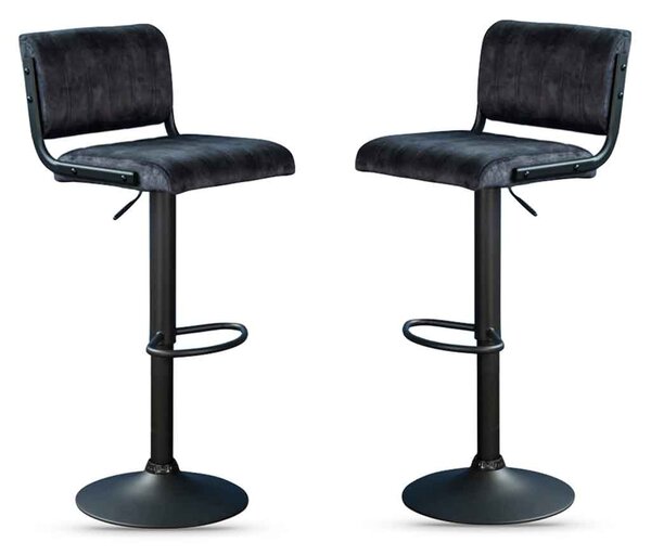Pawling Fabric Gas Lift Bar Stools In Pair - Charcoal