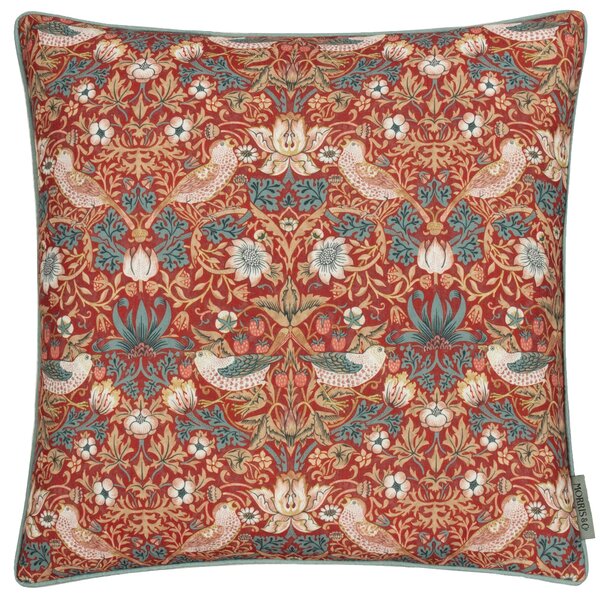Morris & Co. Strawberry Thief Piped Outdoor 50cm x 50cm Filled Cushion Berry