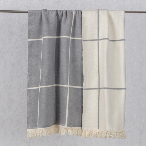Blanket Cotton Cloud 150x200 Grey&Ecru Check