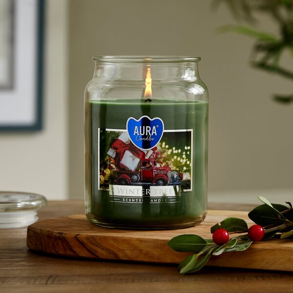 Bispol Winter Tree Jar Candle Green