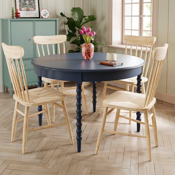 Pippin 4 Seater Round Dining Table, Navy Navy Blue