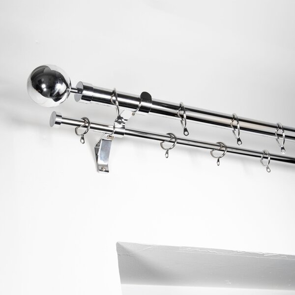 Oslo Double Layer Extendable Curtain Pole Silver