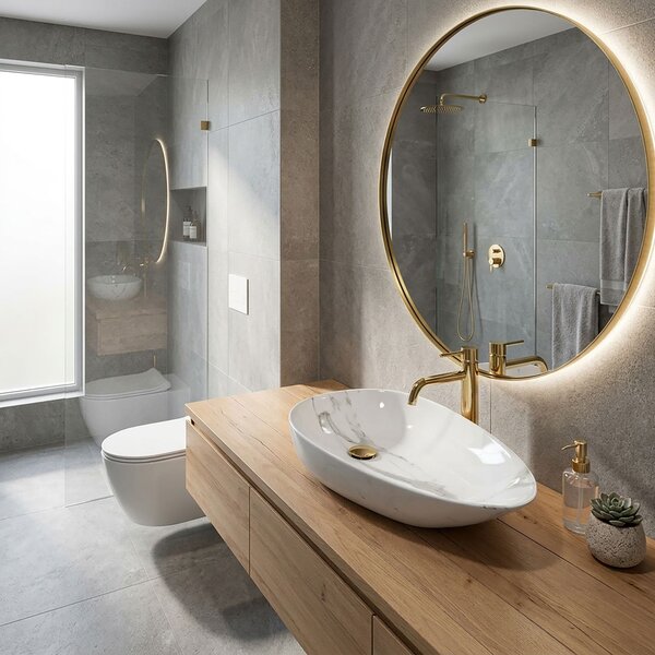 Countertop Basin Rea Greta 65 Bianco Shiny