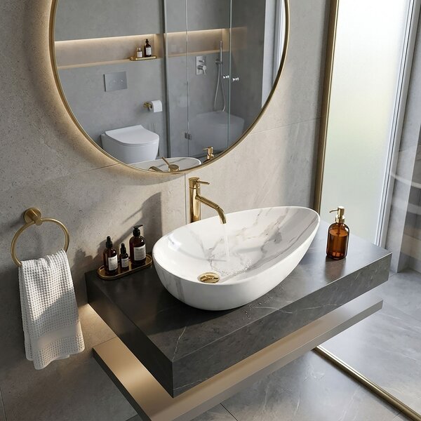 Countertop Basin Rea Greta 65 Bianco Shiny