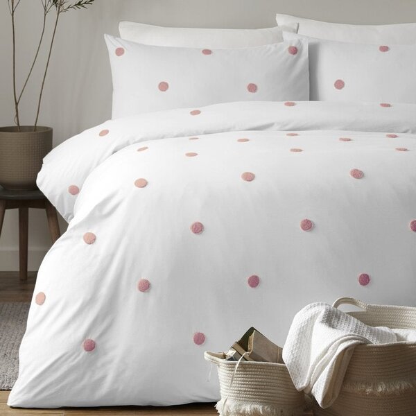 Appletree Boutique Signature Dot Garden Duvet Cover Bedding Set White Pink