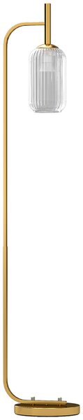 HOMCOM Floor Lamp for Living Room with Glass Lampshade, Modern Standing Lamp with Foot Switch for Bedroom, Bulb not Included, Gold Tone Aosom UK